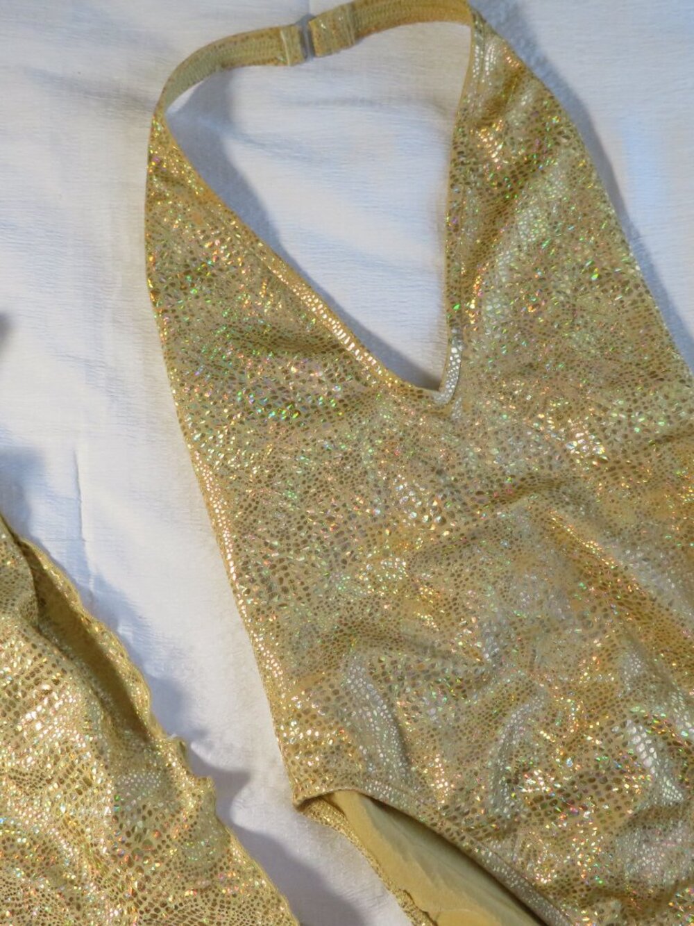 Gold Shimmery Vintage One Piece Swimsuit with Skirt Carabella Made in USA size 6